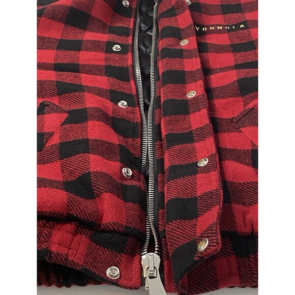 YoungLA Kingpin Jacket Men’s S Red Buffalo Plaid Quilted Lining Full Zip Snap - Picture 8 of 16